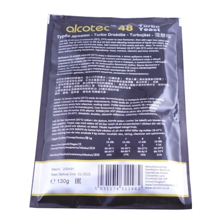 Дрожжи Alcotec Turbo Yeast Classic 48, 130 гр.